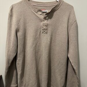 Classic Waffle Henley Long Sleeve Shirt - Taupe